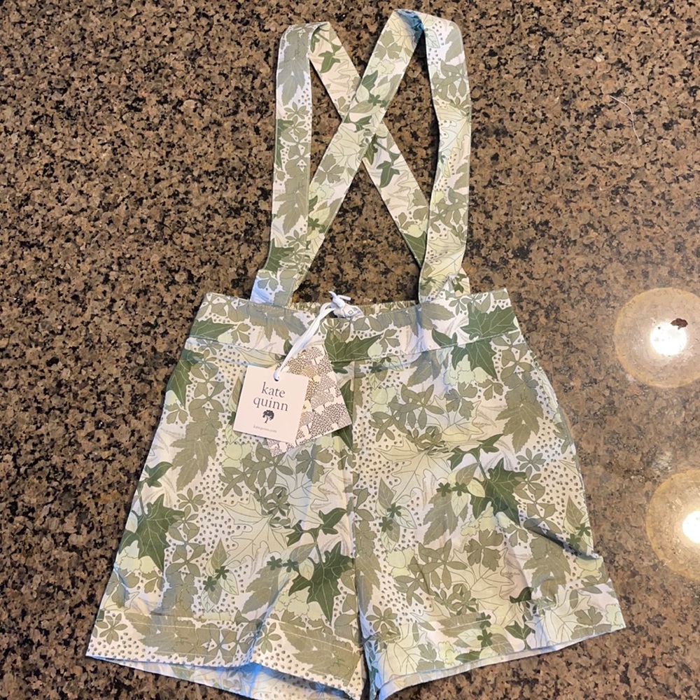 Kate Quinn suspender shorts